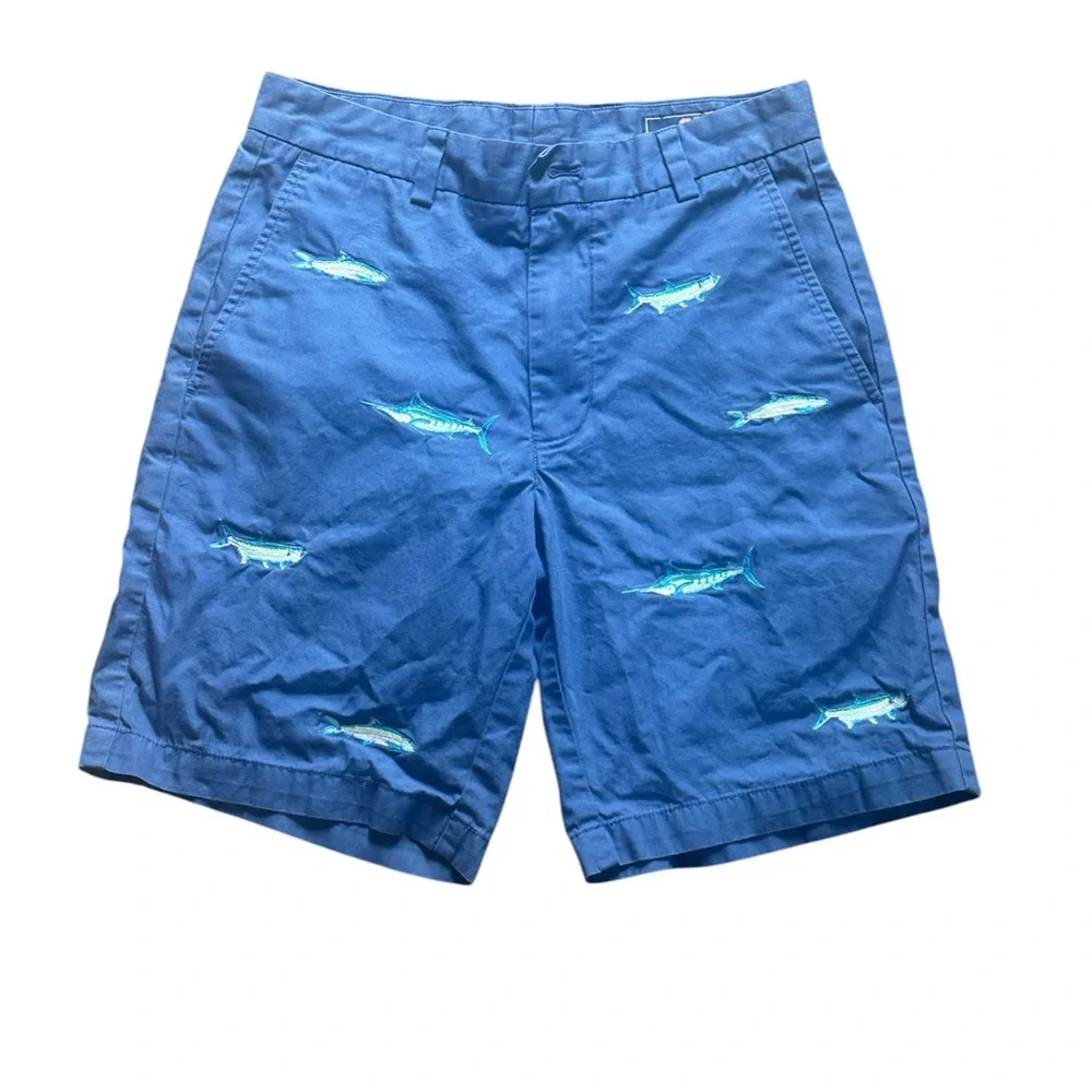 Men’s Vineyard Vines Blue Shorts with Fish Embroidery Size 28 - Picture 1 of 2
